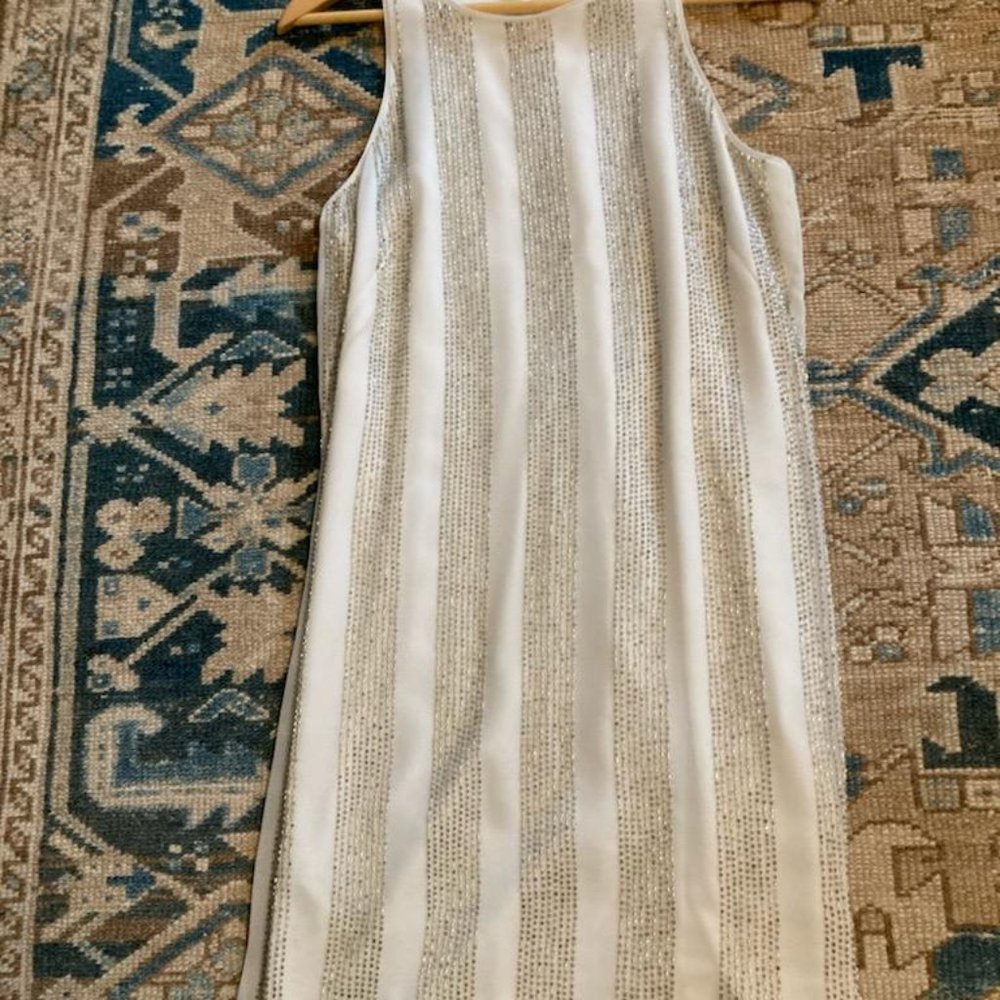 Ann Taylor Winter White Beaded Shift - Size 2